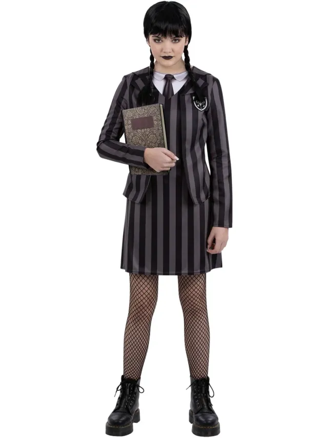 Smiffys Gothic School Uniform costume bambina nero 10-12 anni