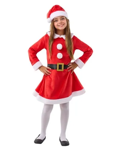 Funidelia Mamma Natale Deluxe costume bambina 5-6 anni rosso