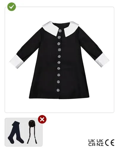Funidelia Costume Mercoledì Addams Bambina 5-6 Anni