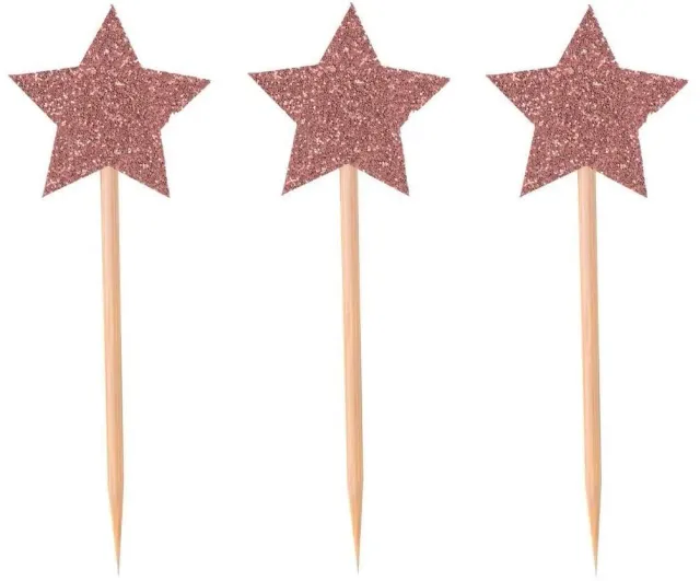 P'tit Clown set 12 puntine stelle glitter rosa 7,5 cm torta