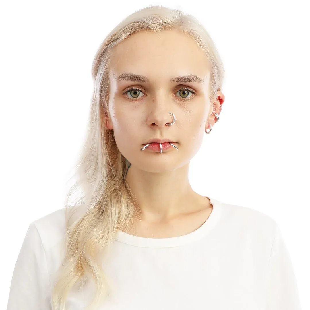 P'tit Clown Piercing Finto Anelli Argento 8 Pezzi