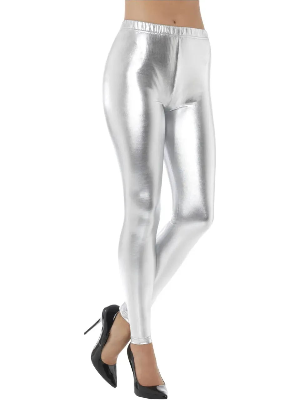 Smiffys 80s Leggings Disco Argento Metallizzati Donna