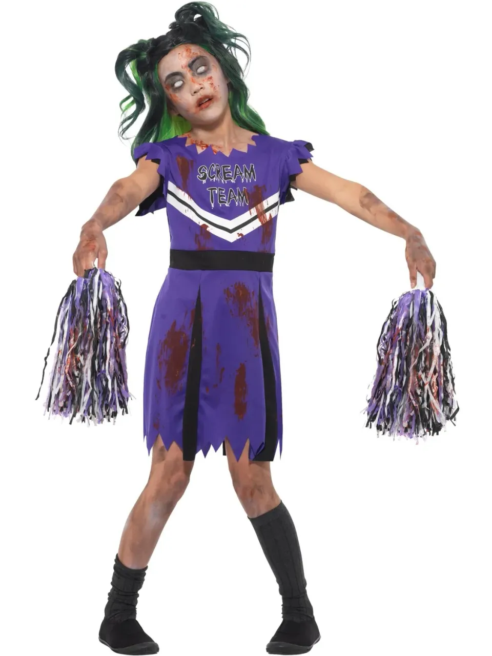 Smiffys Dark Cheerleader costume bambina nero viola 7-9 anni
