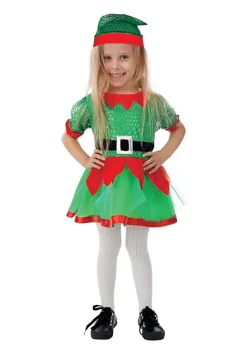 P'tit Clown Elfo Natale Costume Bimba 5-6 anni verde