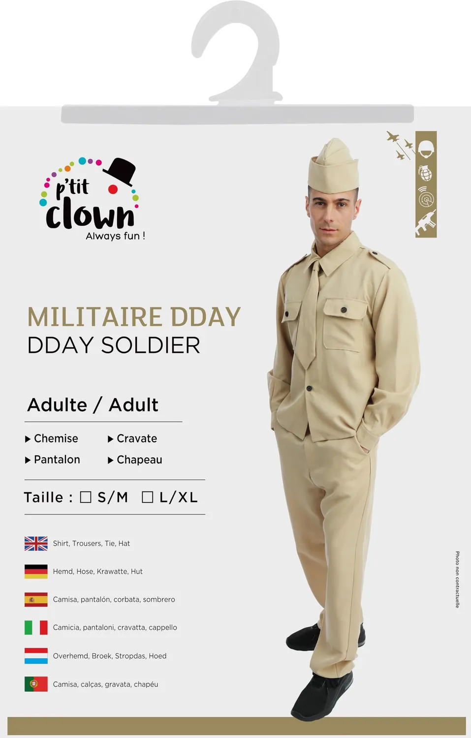 P'tit Clown costume soldato americano uomo L/XL completo