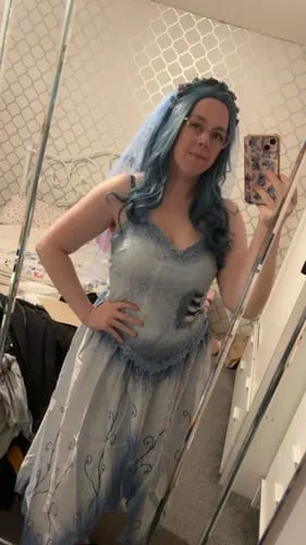 Smiffys Corpse Bride Emily costume sposa donna blu con velo