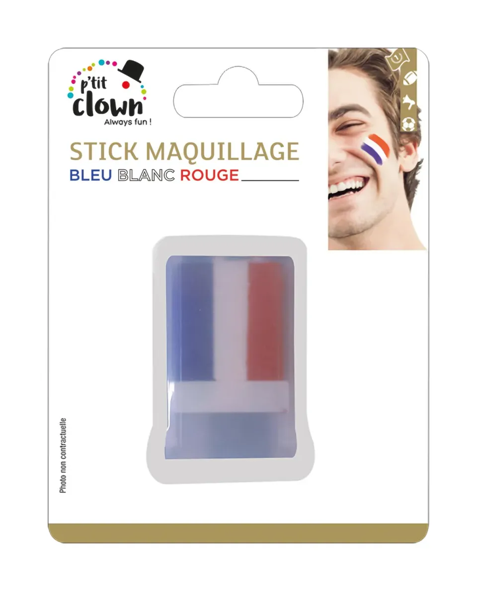 P'tit Clown 61002 stick trucco tricolore Francia blu bianco rosso