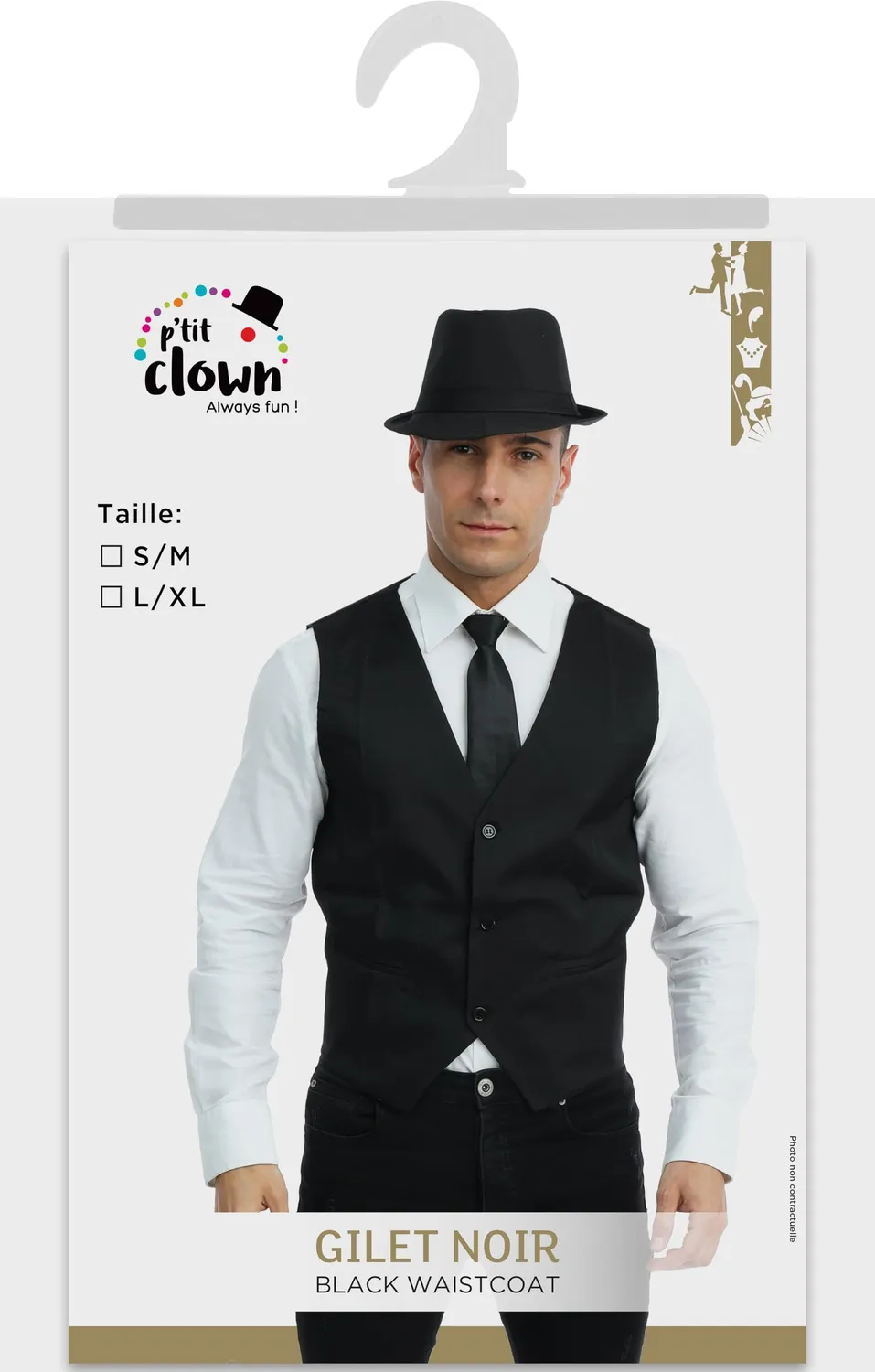 P'tit Clown Gilet Nero Senza Maniche Tessuto Taglia L-XL