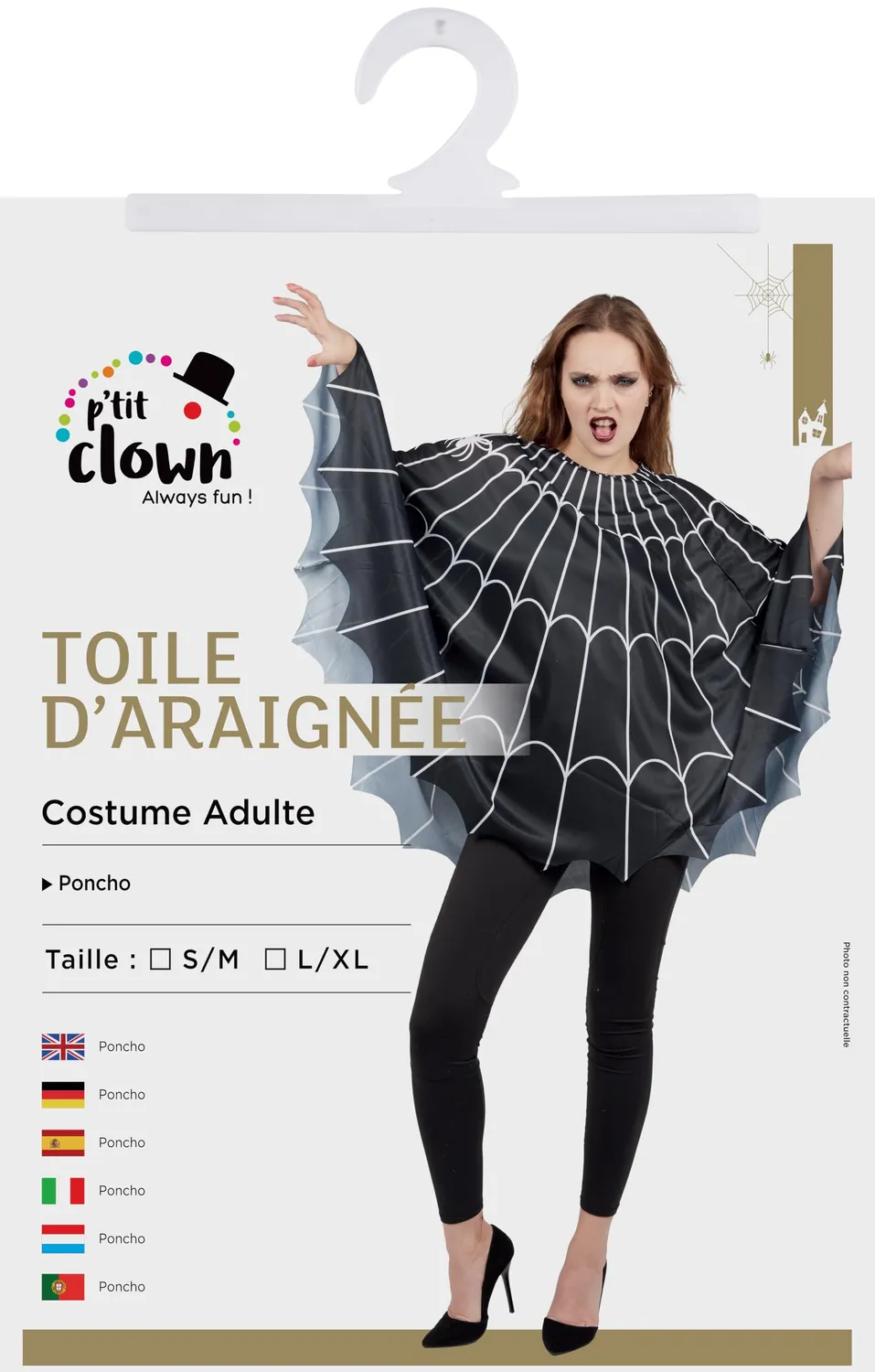 P'tit Clown re77551 costume ragno donna S/M poncho
