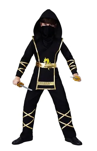 P'tit Clown costume ninja bambino 10-12 anni nero rosso