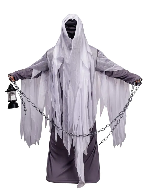 P'tit Clown costume spettro fantasma grigio S-M Halloween