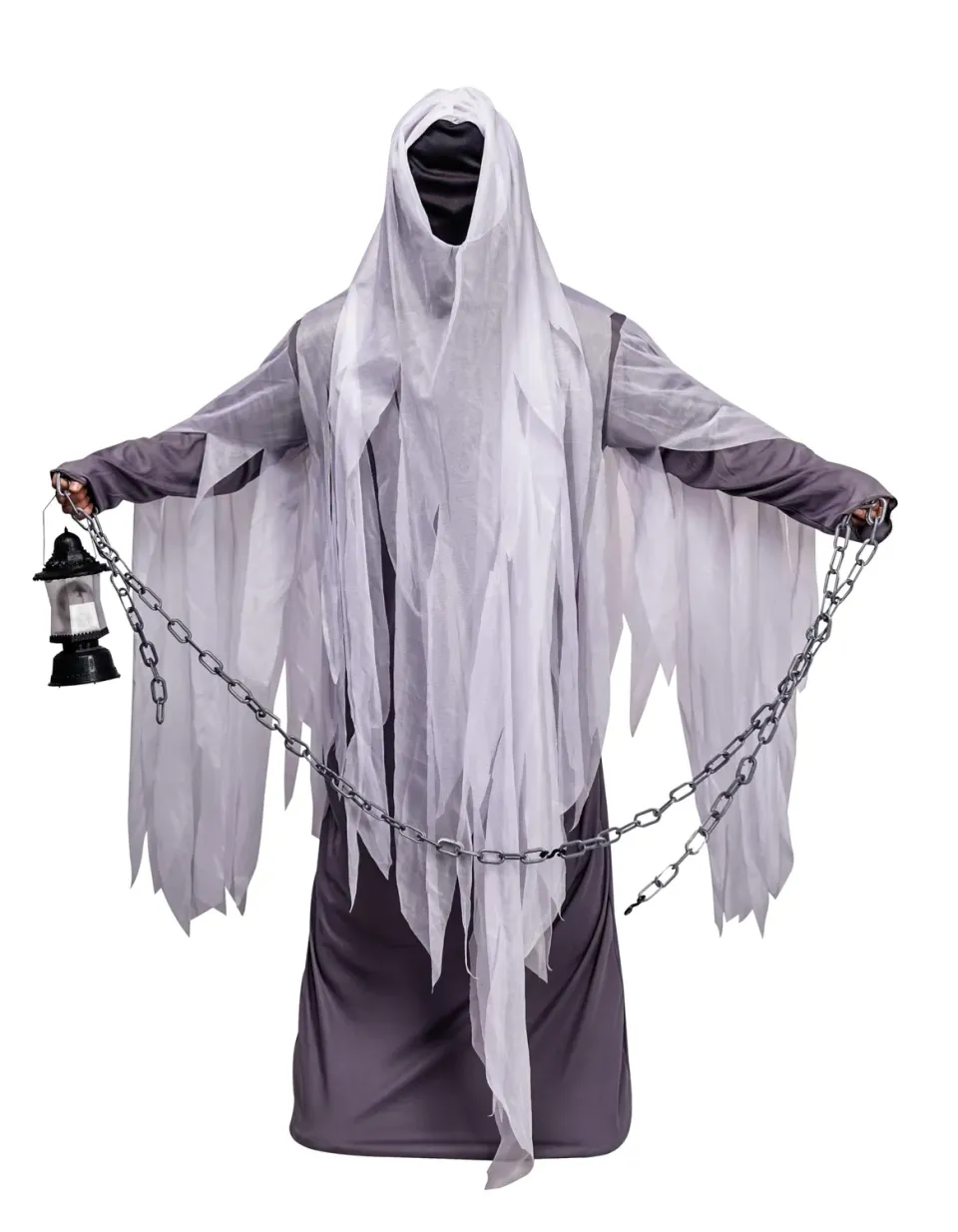 P'tit Clown costume spettro fantasma grigio S-M Halloween