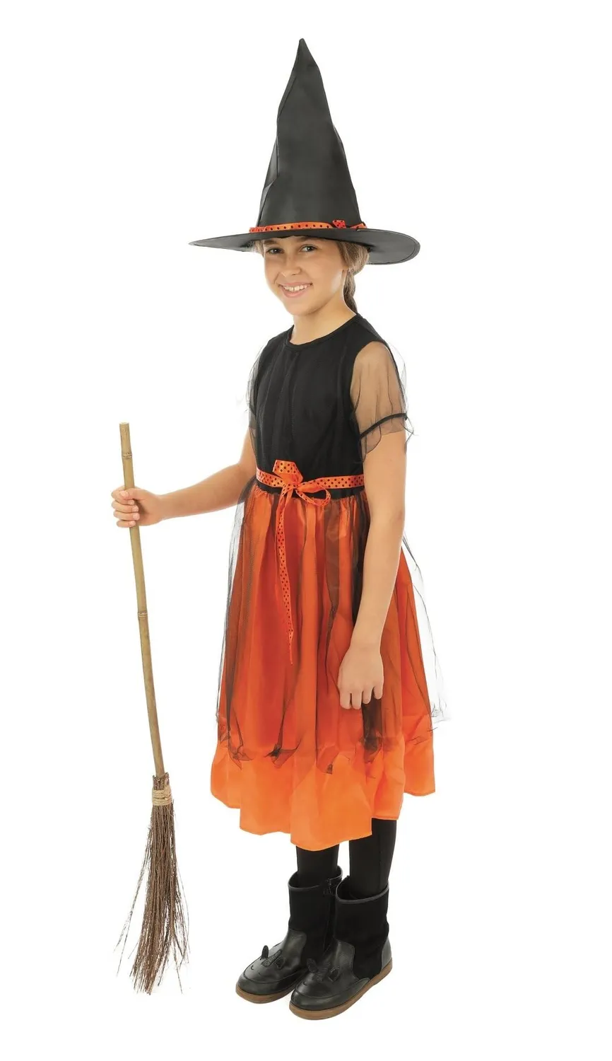 P'tit Clown re77028 costume strega bambina arancione 10/12 anni
