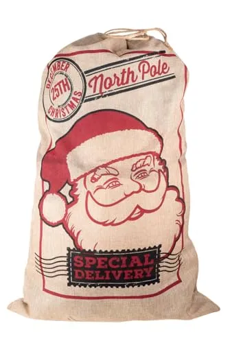 P'tit Clown sacco Babbo Natale juta beige 52x83 cm