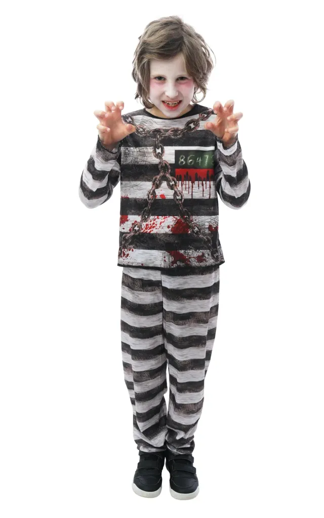 P'tit Clown costume prigioniero zombie 10-12 anni nero