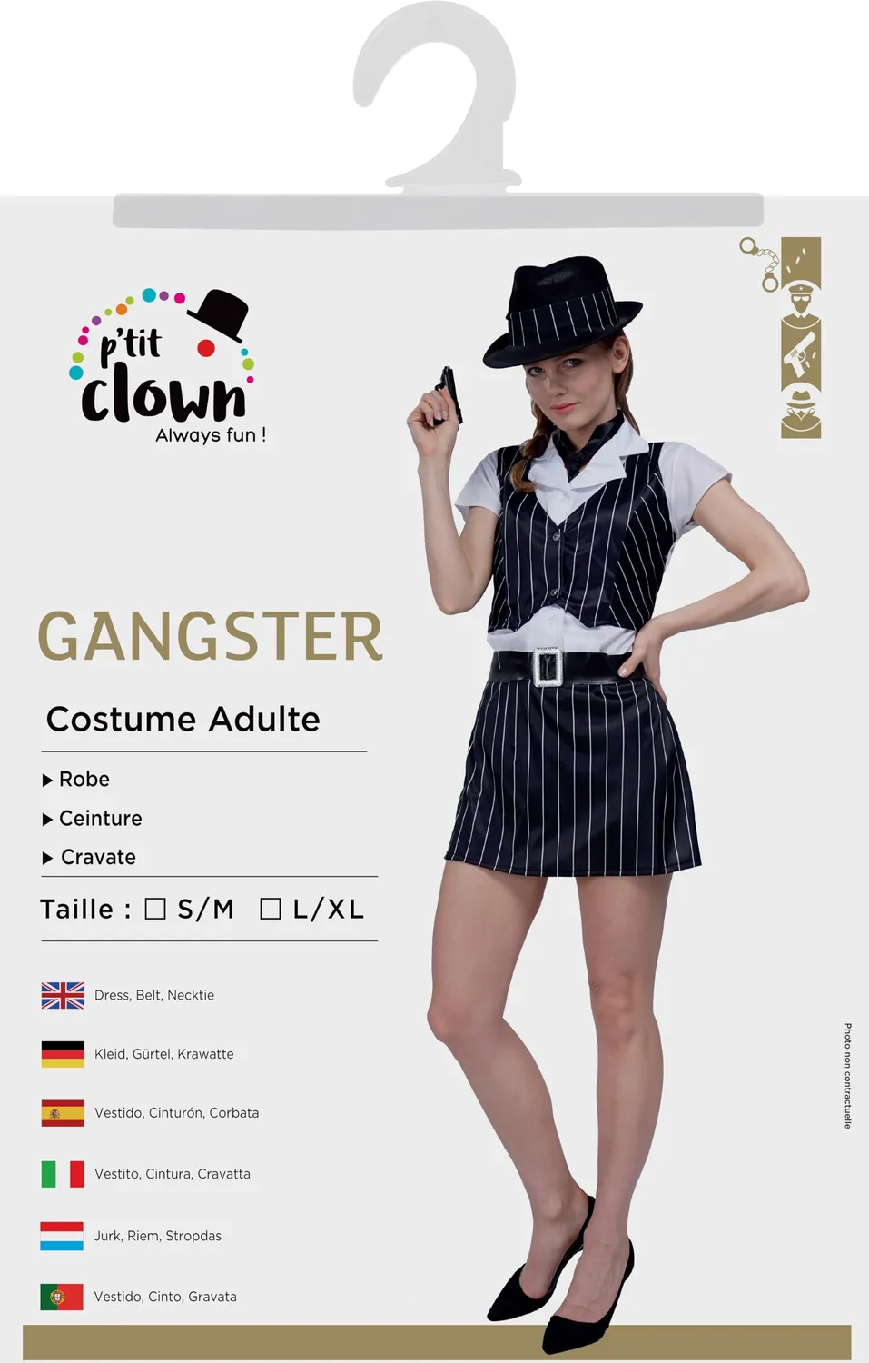 P'tit Clown Gangster Donna Costume L-XL Anni 20