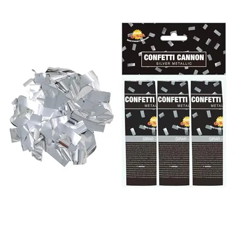 Fiestas Guirca cannoni coriandoli argento confezione da 3