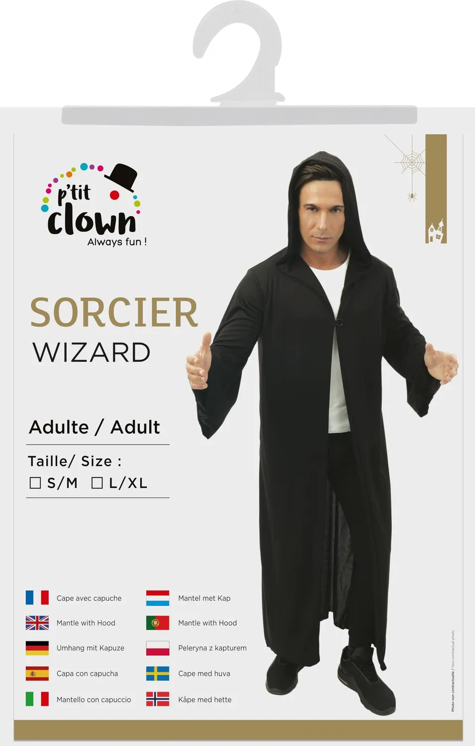 P'tit Clown 22160 Mantello Costume Adulto Nero