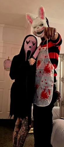 Smiffys Screamer kit maschera rosa con gioielli
