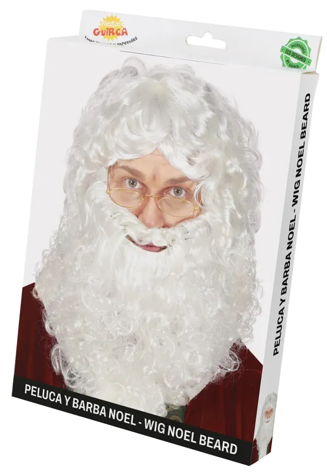 Fiestas Guirca set barba e parrucca Babbo Natale adulto taglia unica