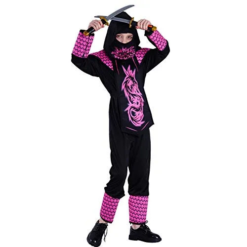 SEA HARE Ninja costume bambina 4-6 anni nero oro