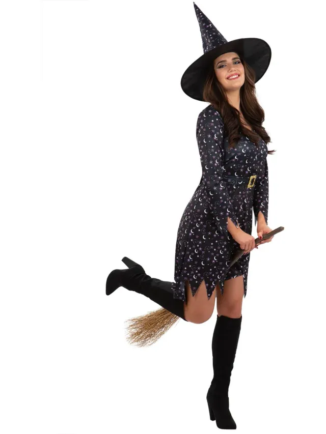 Smiffys Moon Stars costume strega XS nero viola