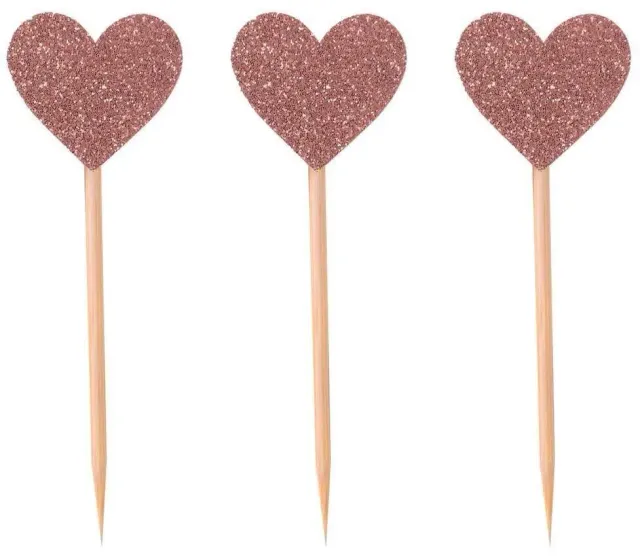 P'tit Clown re22736 stecchini torta 12 pz cuori rosa glitter