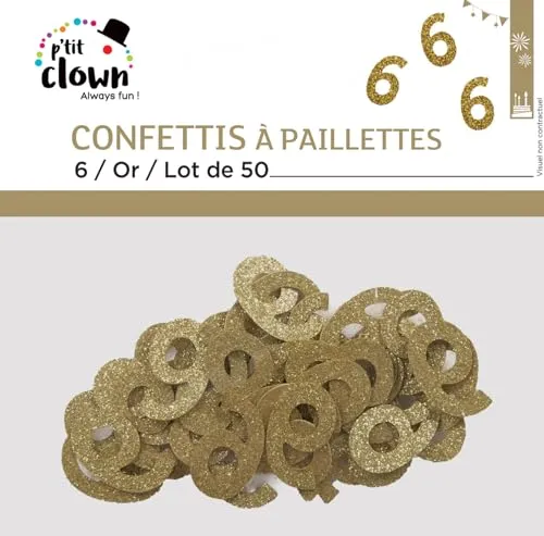 P'tit Clown re21037 coriandoli glitterati oro 50 pezzi