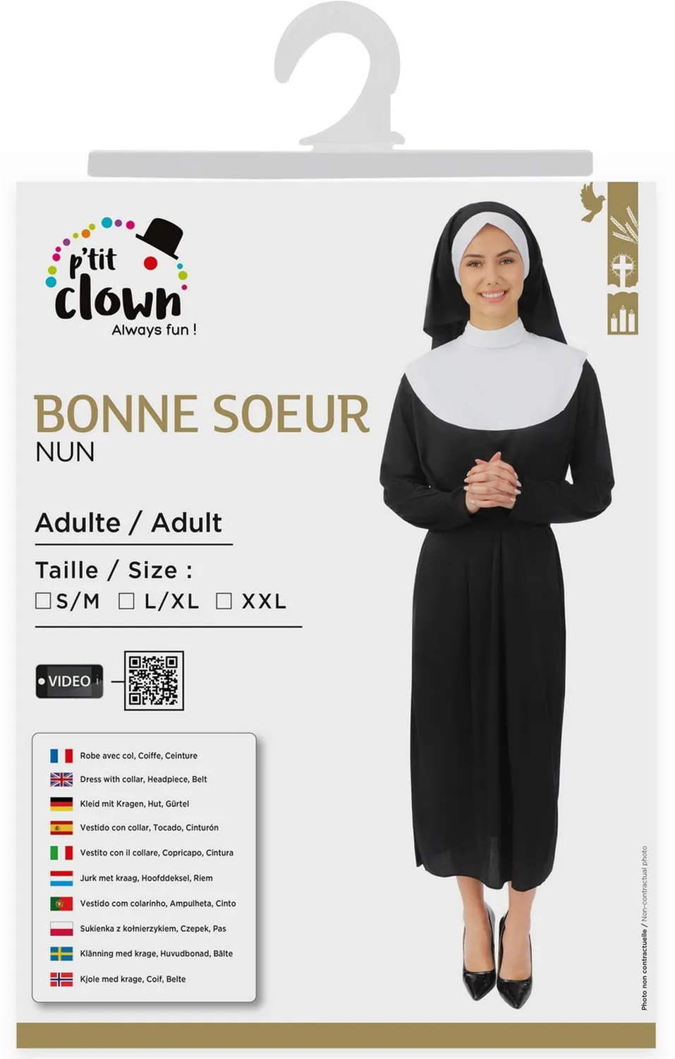 P'tit Clown Felice Sorella costume suora L-XL completo nero