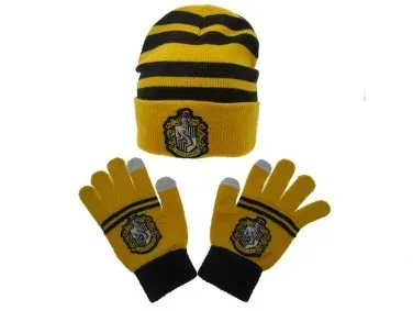La Bottega di Merlino Hufflepuff set cappello e guanti in cotone