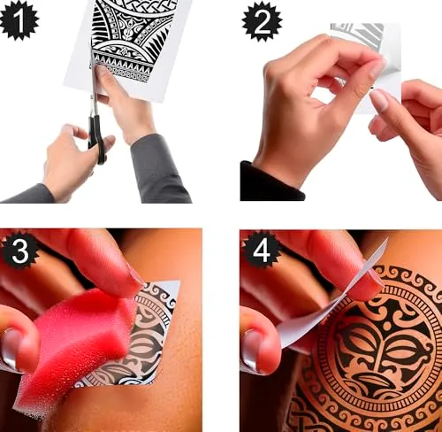 Guirca Tatuaggi Tribali Floreali Neri per Feste