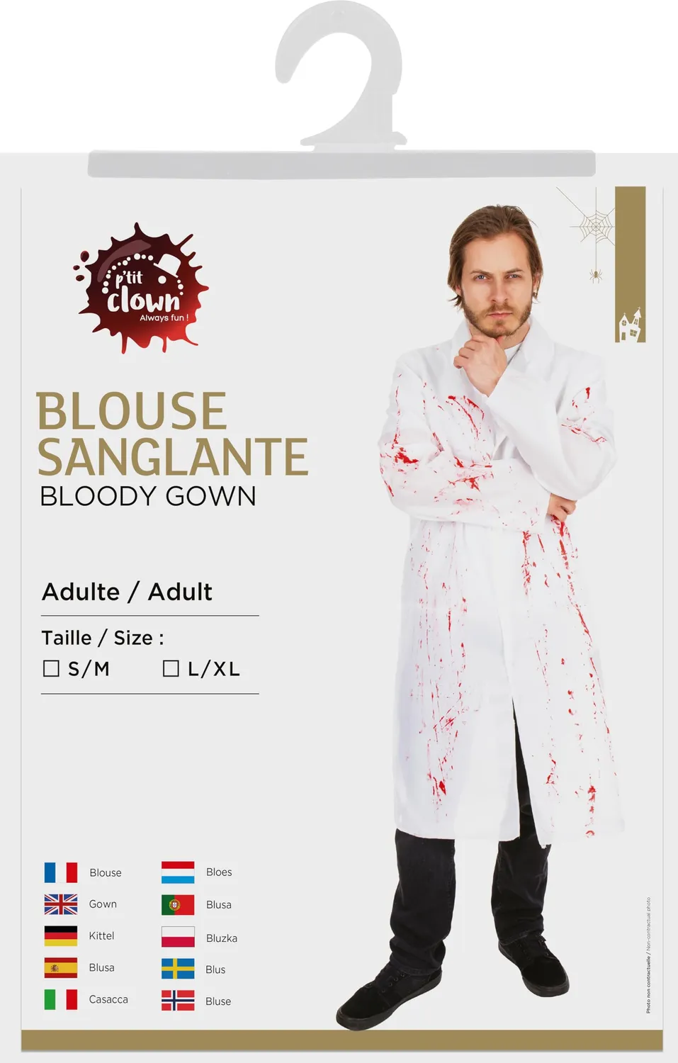 P'tit Clown Camicetta Sanguinante Costume Halloween L/XL sangue