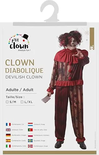 P'tit Clown Clown Diabolico Costume Adulto L/XL Halloween