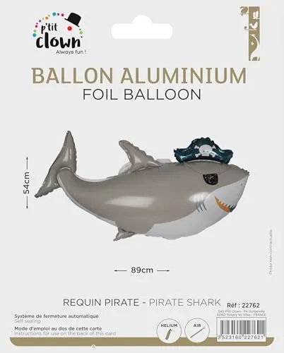 P'tit Clown palloncino alluminio squalo pirata compleanno