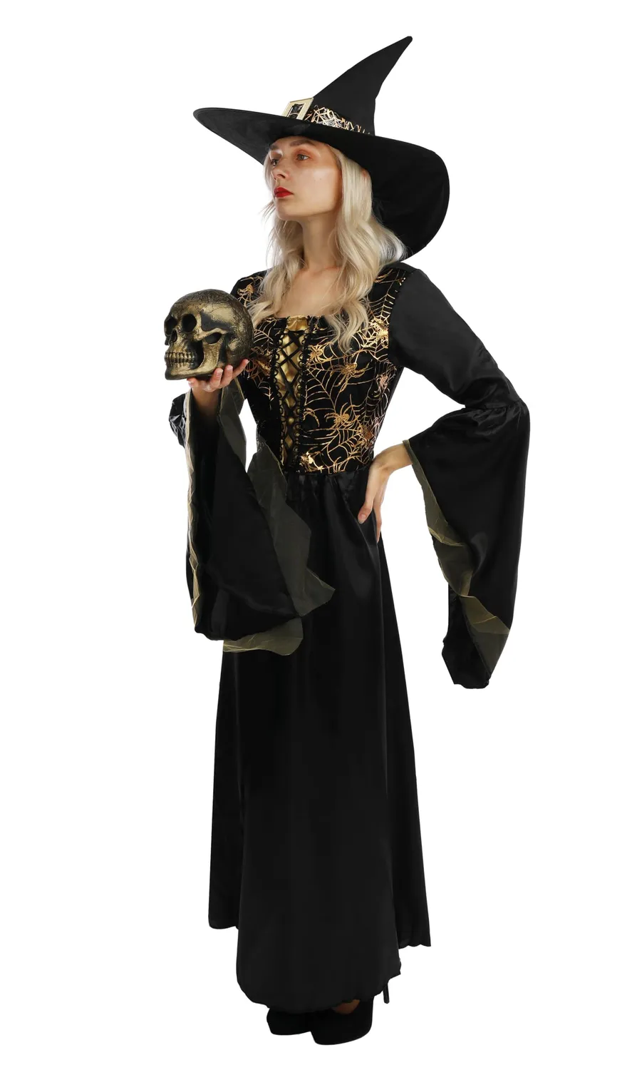 P'tit Clown Strega Medievale costume nero oro S/M