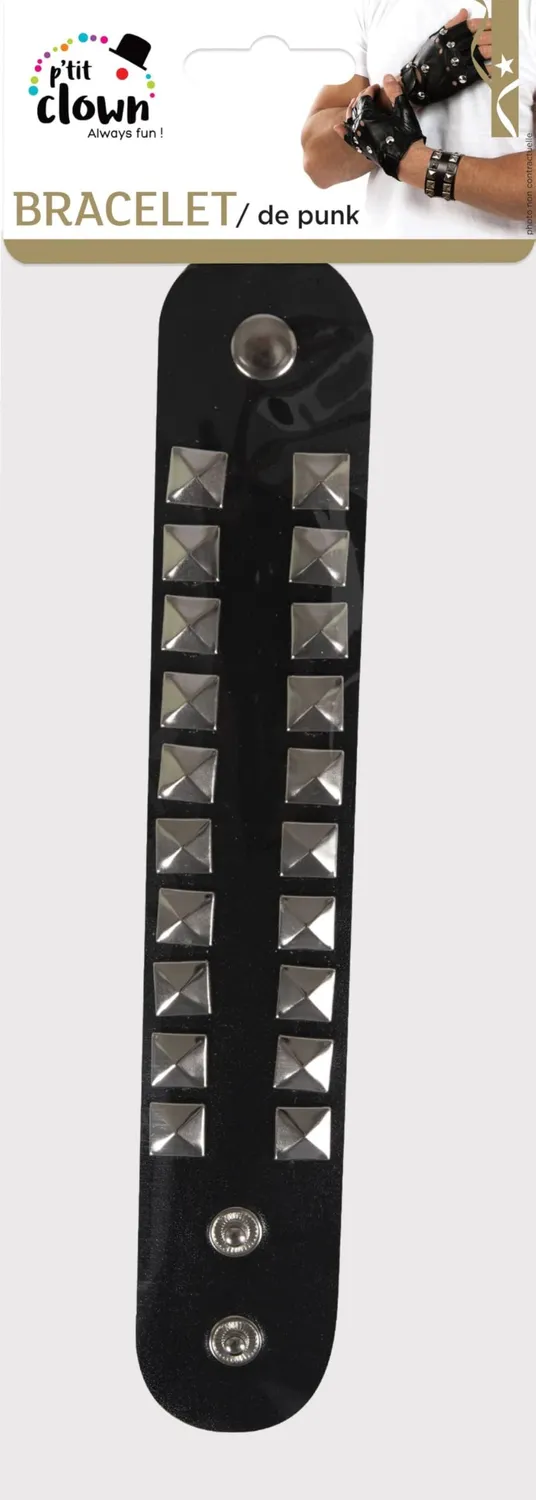 P'tit Clown 18420 braccialetto punk nero 5,5 cm