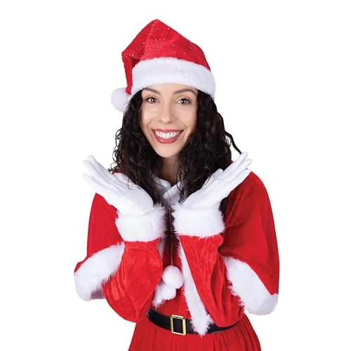 P'tit Clown Cappello Babbo Natale Adulto Rosso Argento