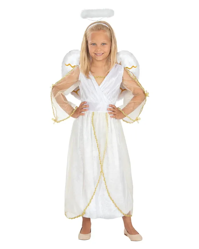 Funidelia Angelo Deluxe Costume Bambina con Ali 5-6 Anni