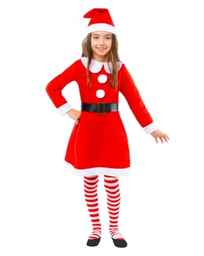 Funidelia Miss Mamma Natale Costume Bambina 7-9 anni rosso