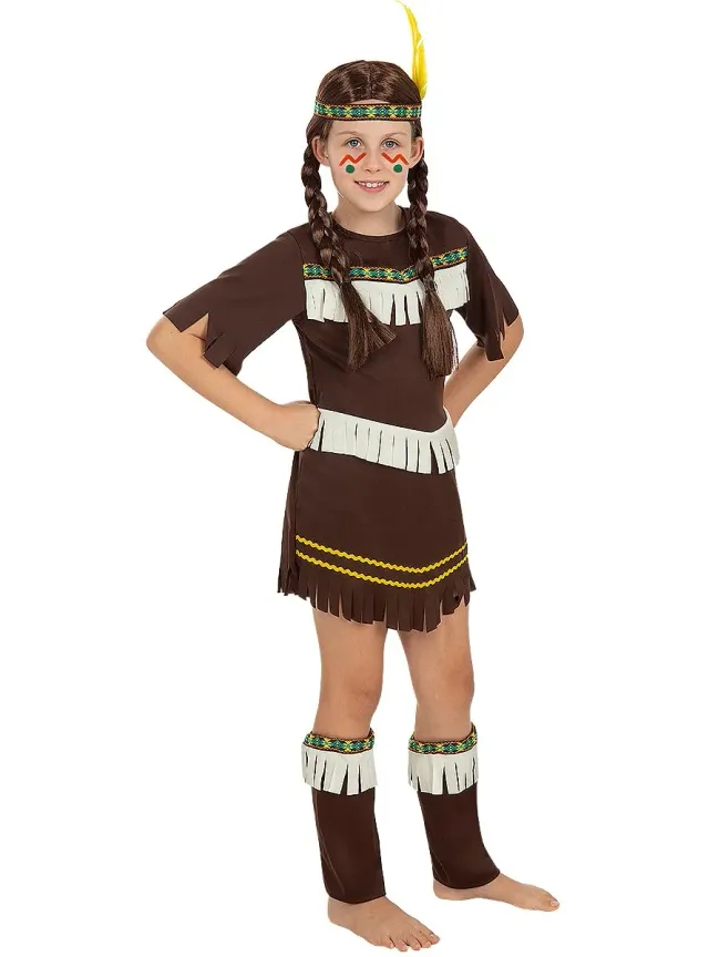 Funidelia Costume Nativa Bambina 3-4 Anni Marrone