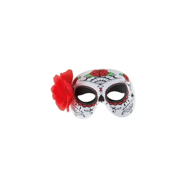 P'tit Clown 42043 maschera tessuto Day of the Dead con fiore taglia unica