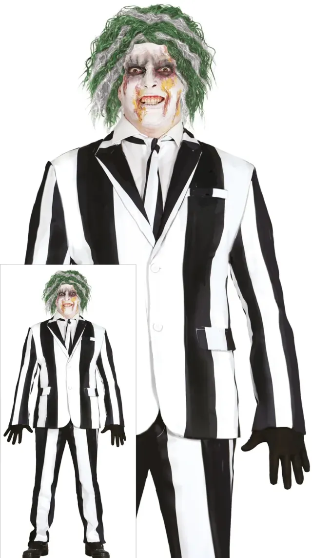 Guirca scheletro fantasma costume uomo L bianco e nero