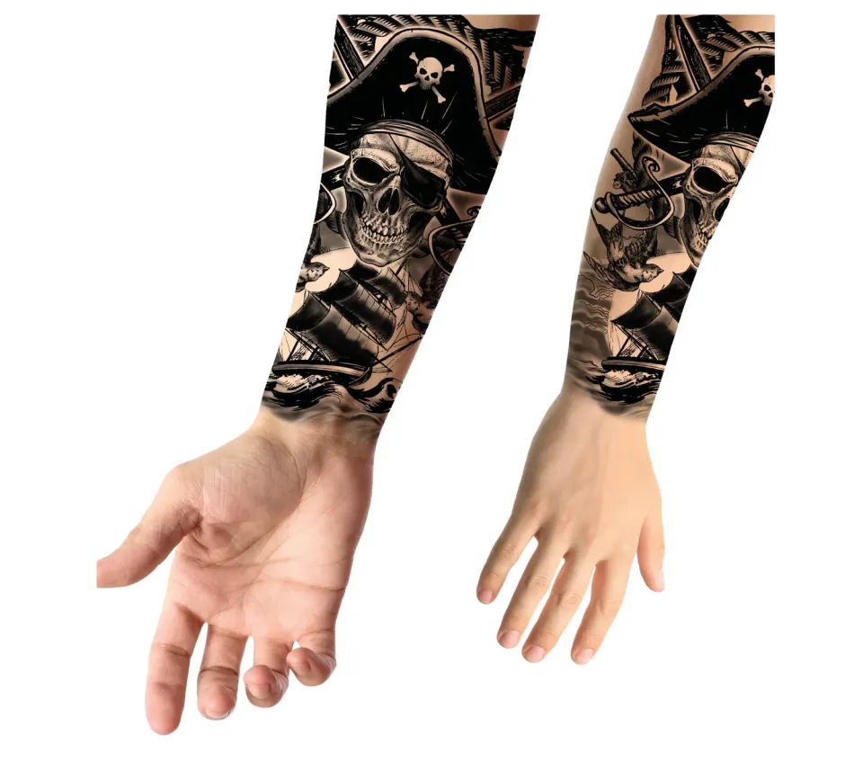 Guirca Tatuaggio Pirata Nero Foglio Trucco Adulti Unisex
