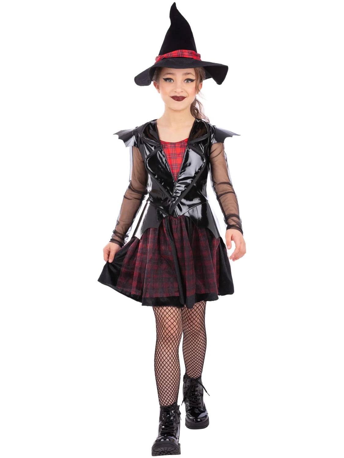 Smiffys Punk Witch costume strega bambina 10-12 anni tartan