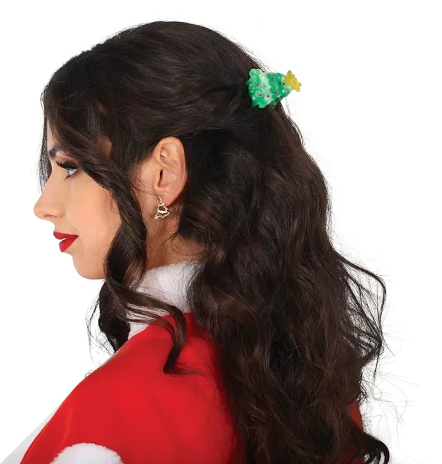 Fiestas Guirca fermaglio capelli albero Natale verde 3,5 cm
