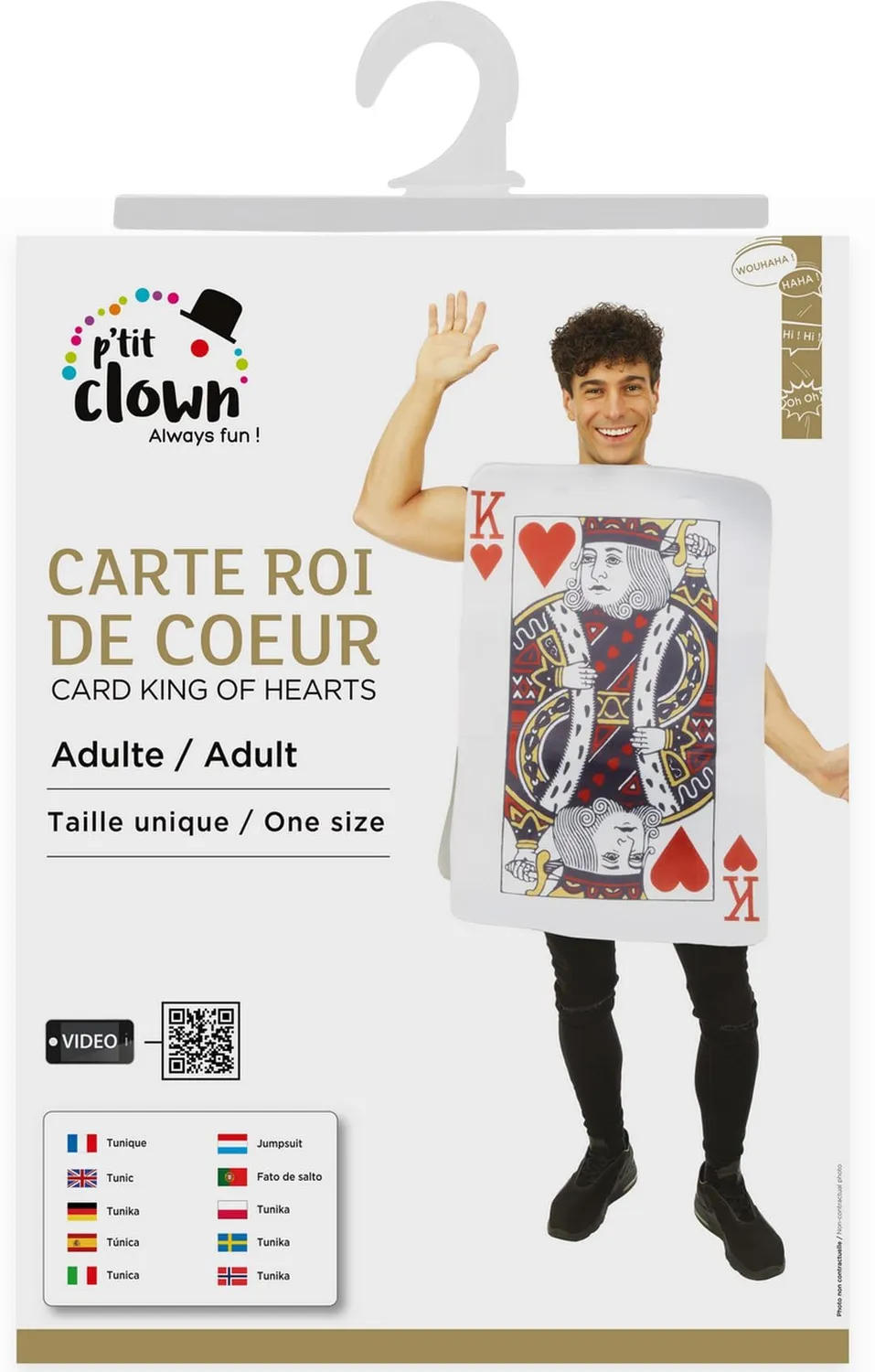 P'tit Clown Re di Cuori costume carta adulto unica