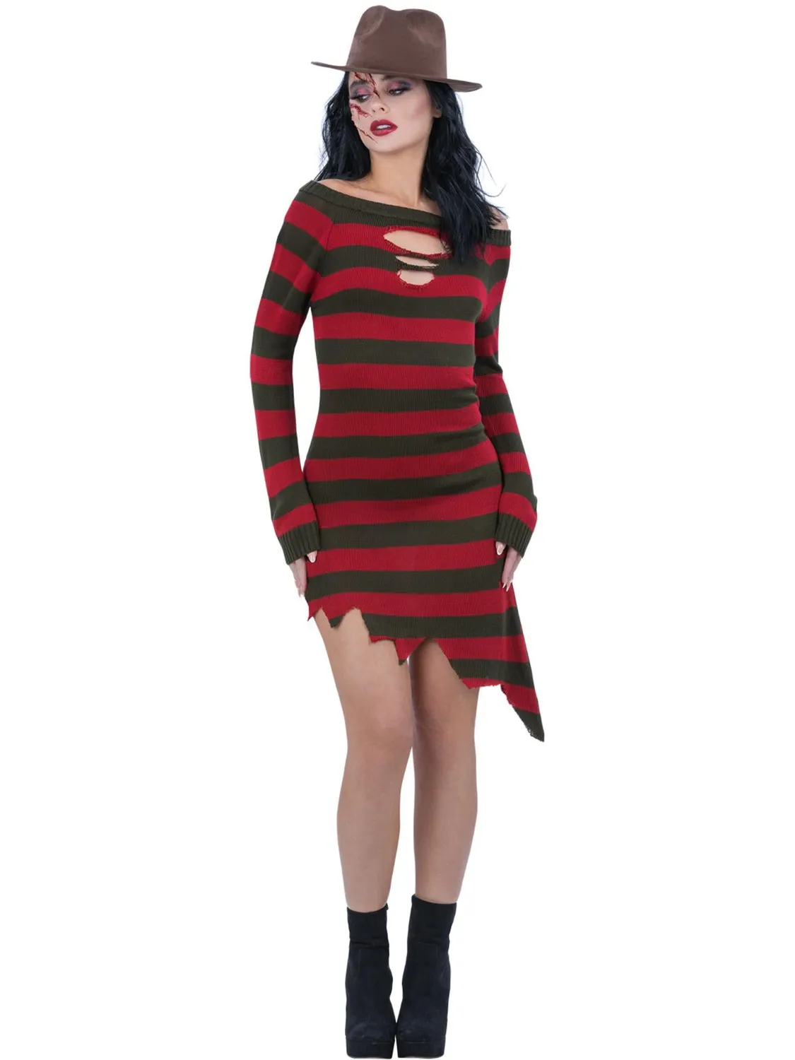 Smiffys Freddy Krueger vestito donna rosso verde
