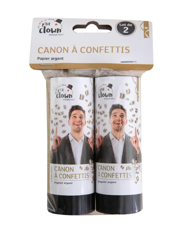 P'tit Clown re93001 cannoni coriandoli argento set 2 pezzi