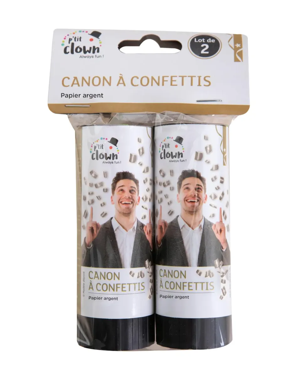 P'tit Clown re93001 cannoni coriandoli argento set 2 pezzi