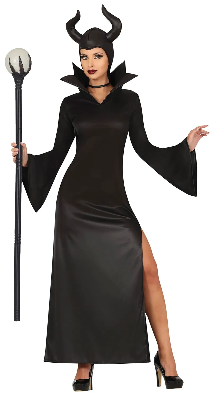 Guirca Costume Fata Malevola con Corna Donna S Nero